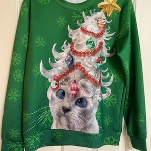 Christmas Cat Sweatshirt - S/M